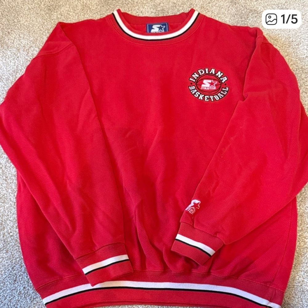 Vintage Starter IU Basketball Red pullover